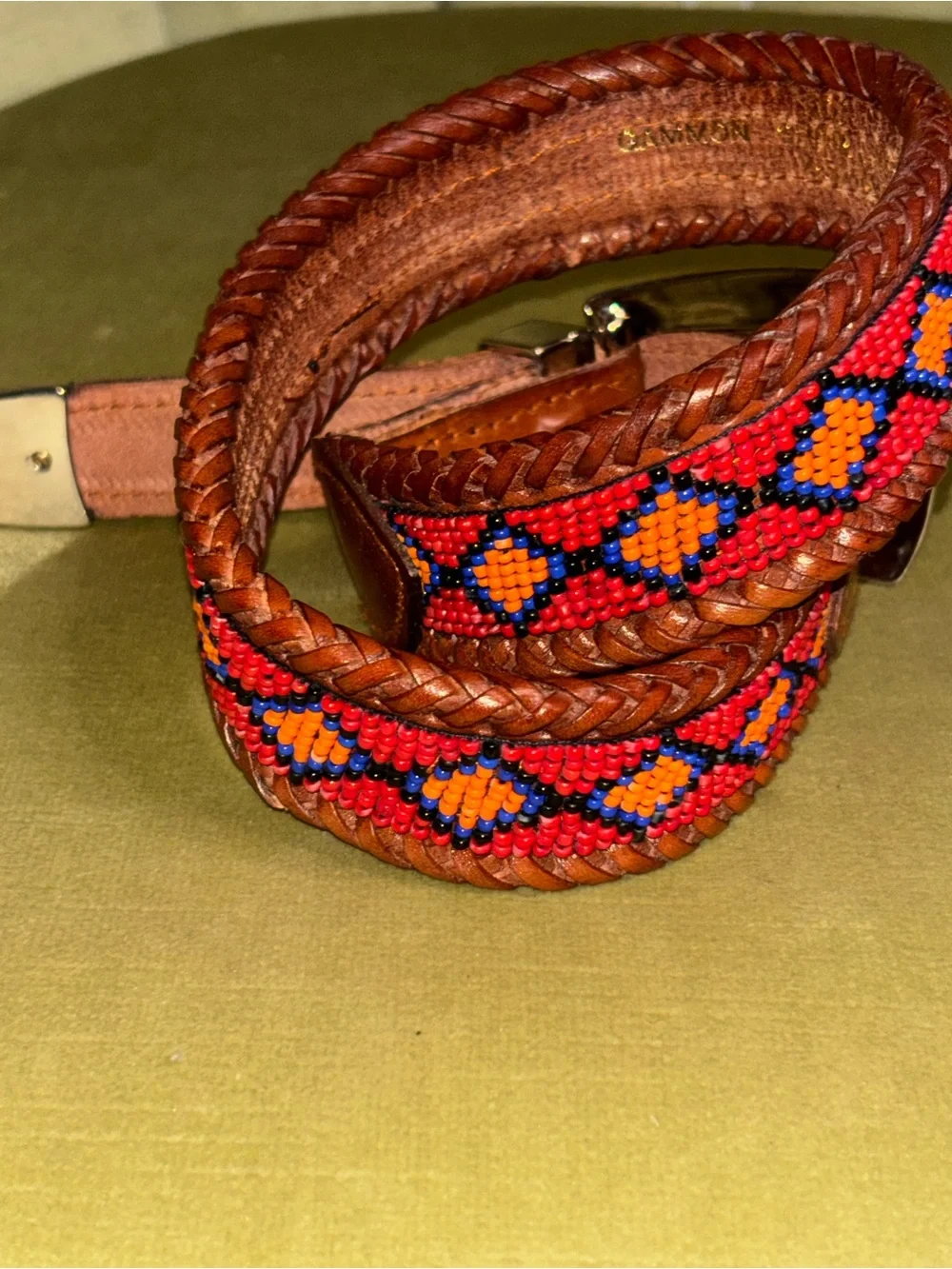 New Gammon Shire Bead Western Belt Cowboy Full Grain Leather Removable Buckle XS